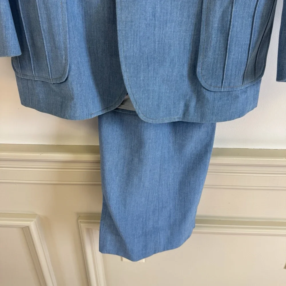 Tobias LA Men's VTG 70s Light Blue Denim Look Leisure Suit Three Piece Size 42 - Picture 5 of 16